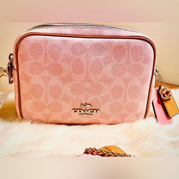 Coach Pink Powder Pink Crossbody Bag with Tan Accent Card Holder - Picture 5 of 10